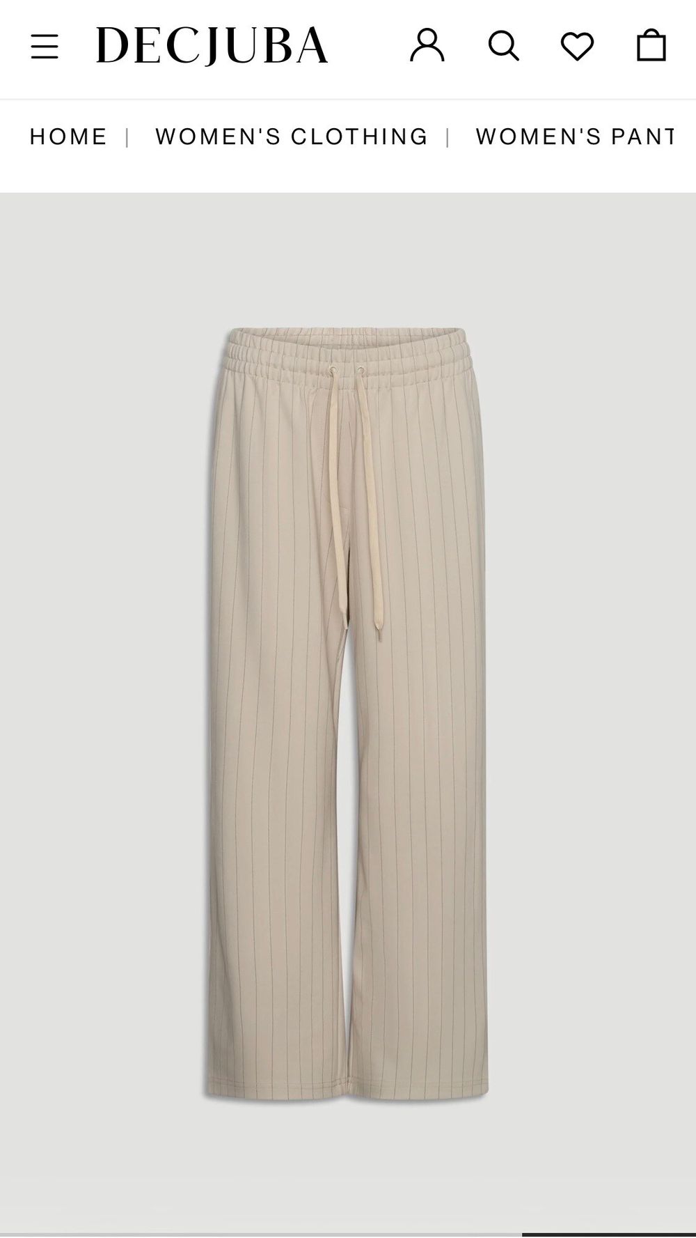 Decjuba Beige Pinstripe Wide Leg Pants