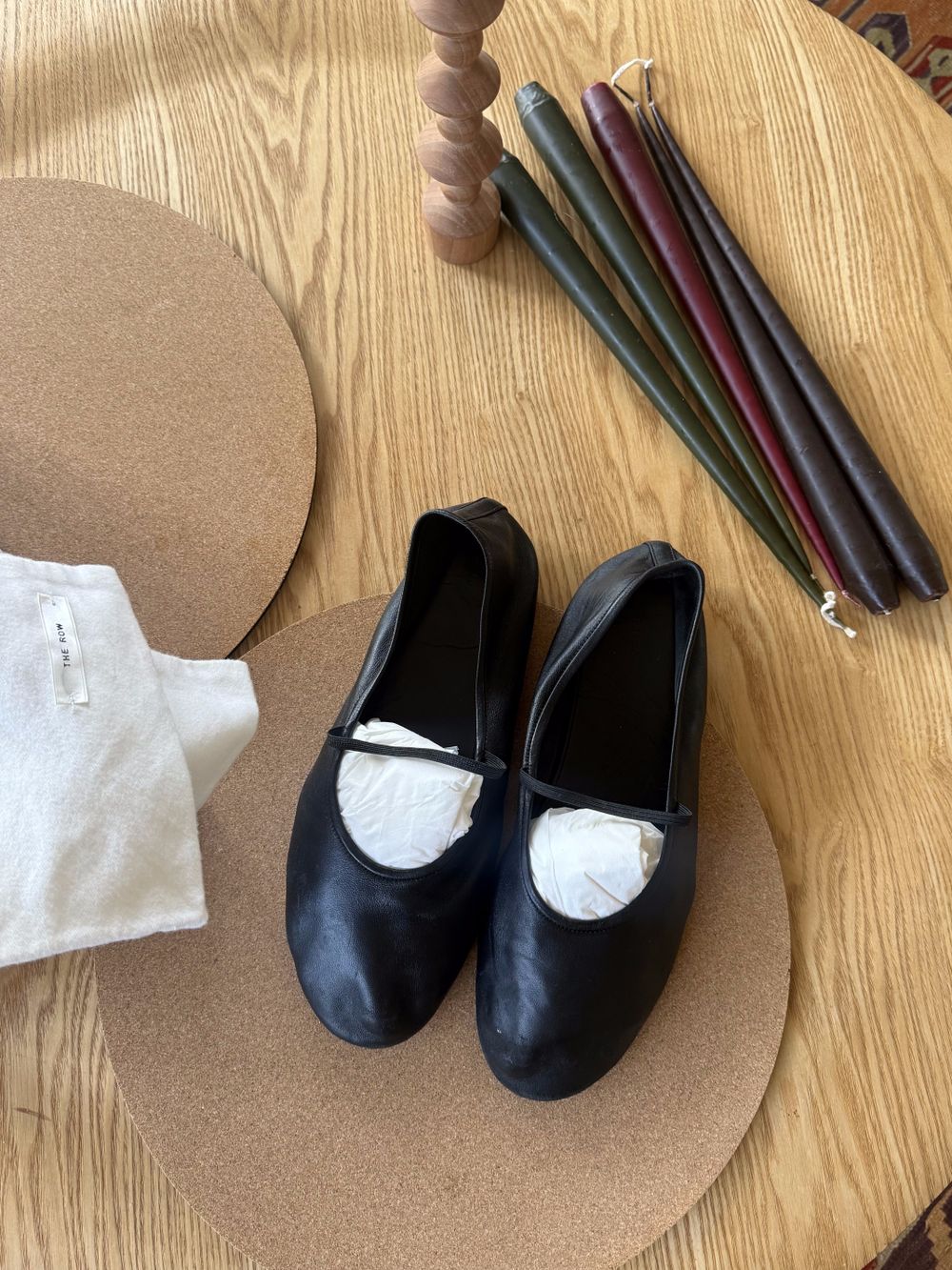 The Row Black Elastic Ballet Flats