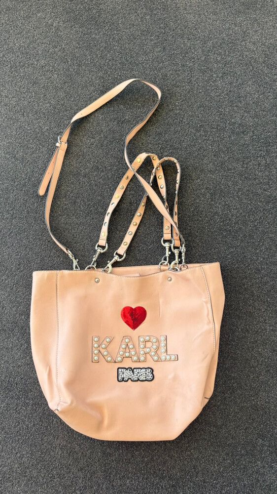 Karl Lagerfeld Pink Leather Tote Bag