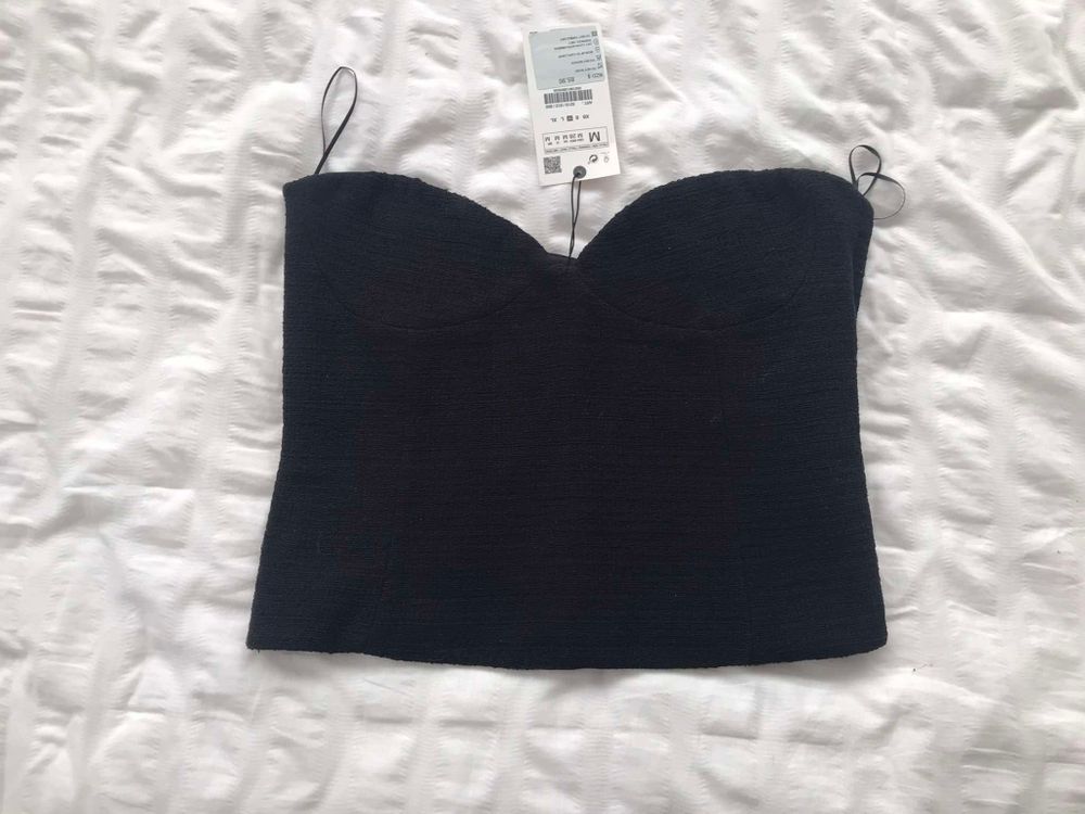 BRAND NEW: Sweetheart Neckline Textured Corset Top - Black
