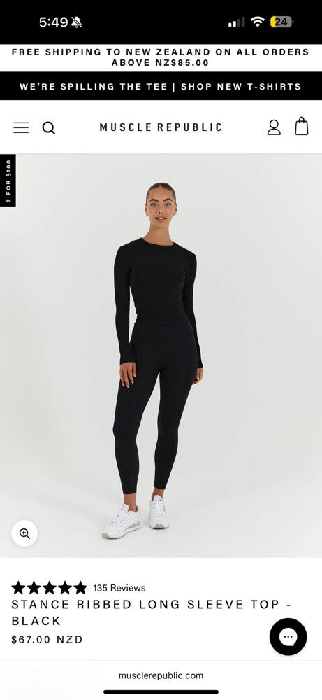 Muscle Republic - Stance Ribbed Long Sleeve - Black