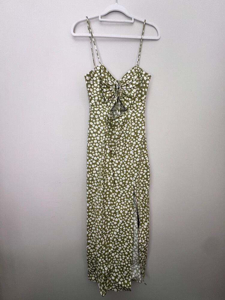 green emerald velvet dress Zara Floral Midi Dress main image 1