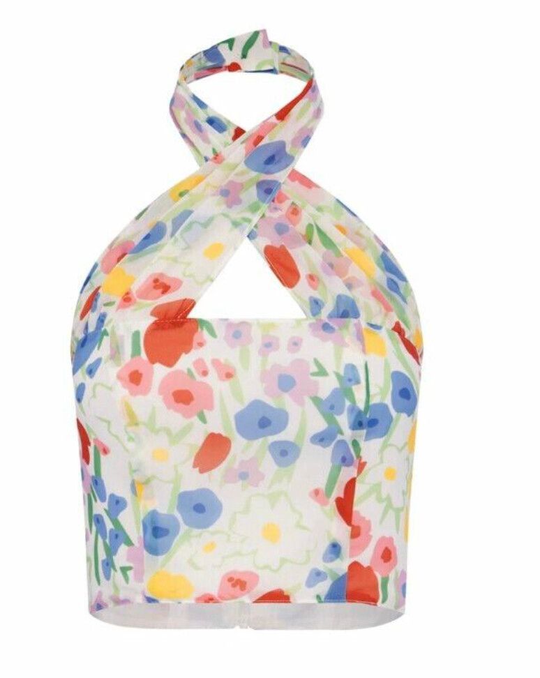 With Jean Floral Halter Top