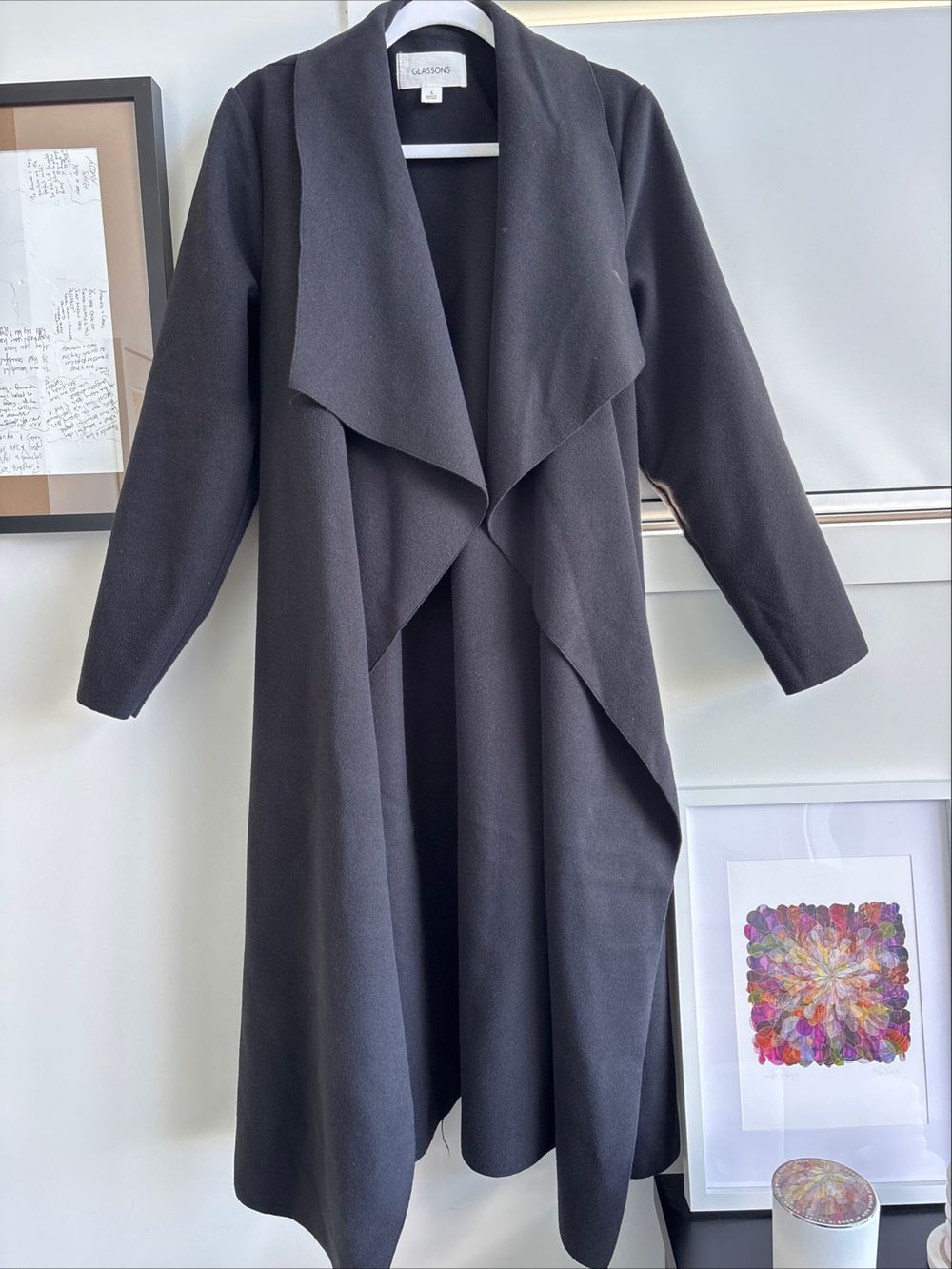 Glassons Black Waterfall Coat Size L