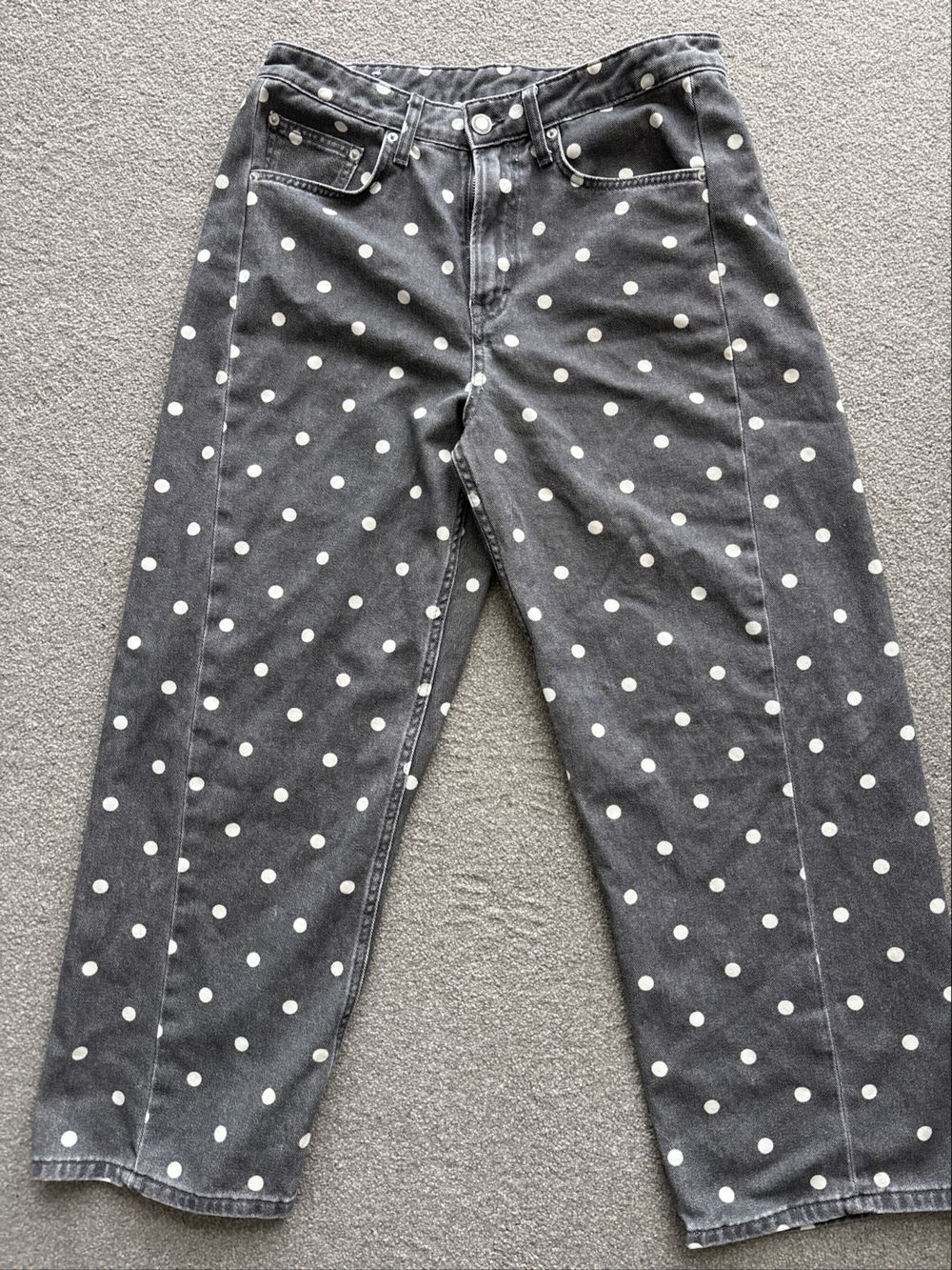 Zara Black/ Grey Polka Dot Jeans Size 42