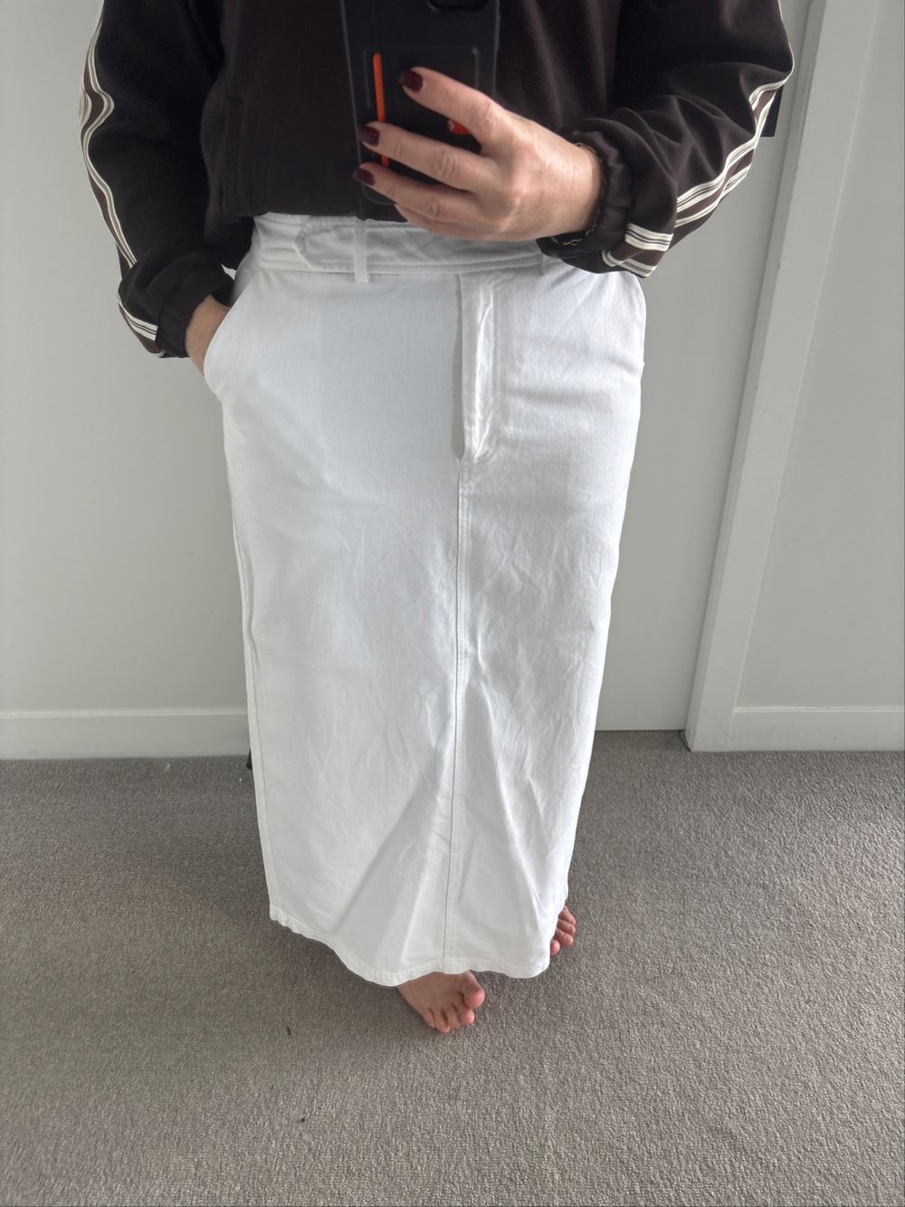 Superette White Denim Midi Skirt Size 14