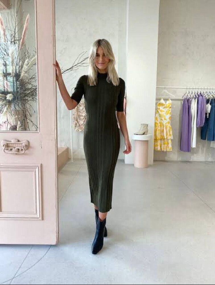 strapless open back dress Marine Layer Size L Black Tencel Blend Short Sleeve Mock Neck Ribbed Maxi  Dress — Labels Resale Boutique main image 1