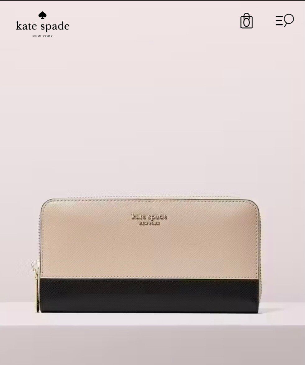 Kate Spade Black And Beige Continental Wallet