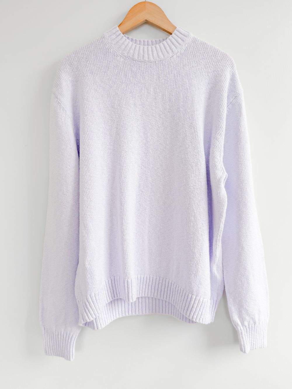 ACNE STUDIOS Soft Lilac Cotton Knit Sweater, Size L
