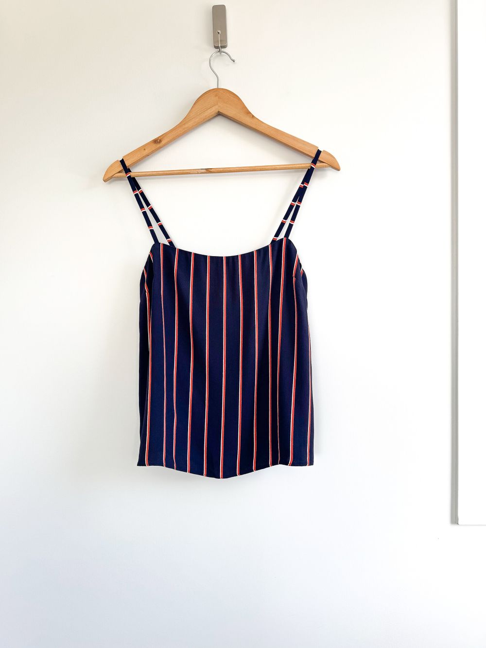 KOOKAÏ Navy & Rust Striped Cami Top – Size 36 (NZ 8–10)