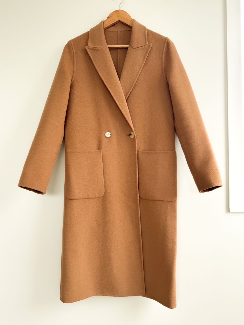 ZARA Wool Blend Tailored Coat, Timeless Camel Minimalist Outerwear, Size S