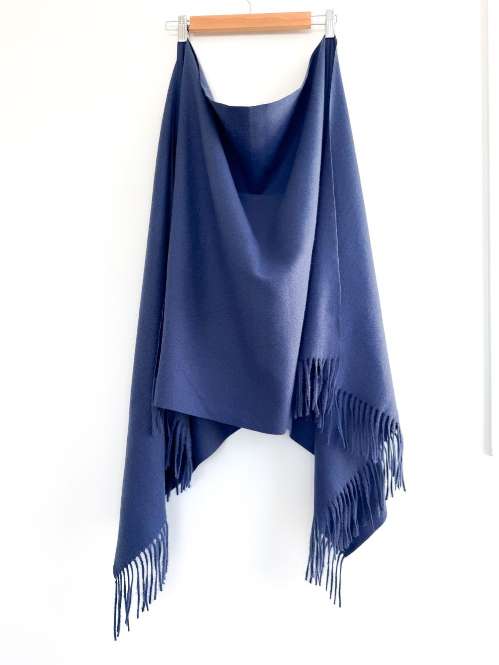 No Brand Soft Cashmere Feel Fringed Shawl Scarf, Dusty Blue.