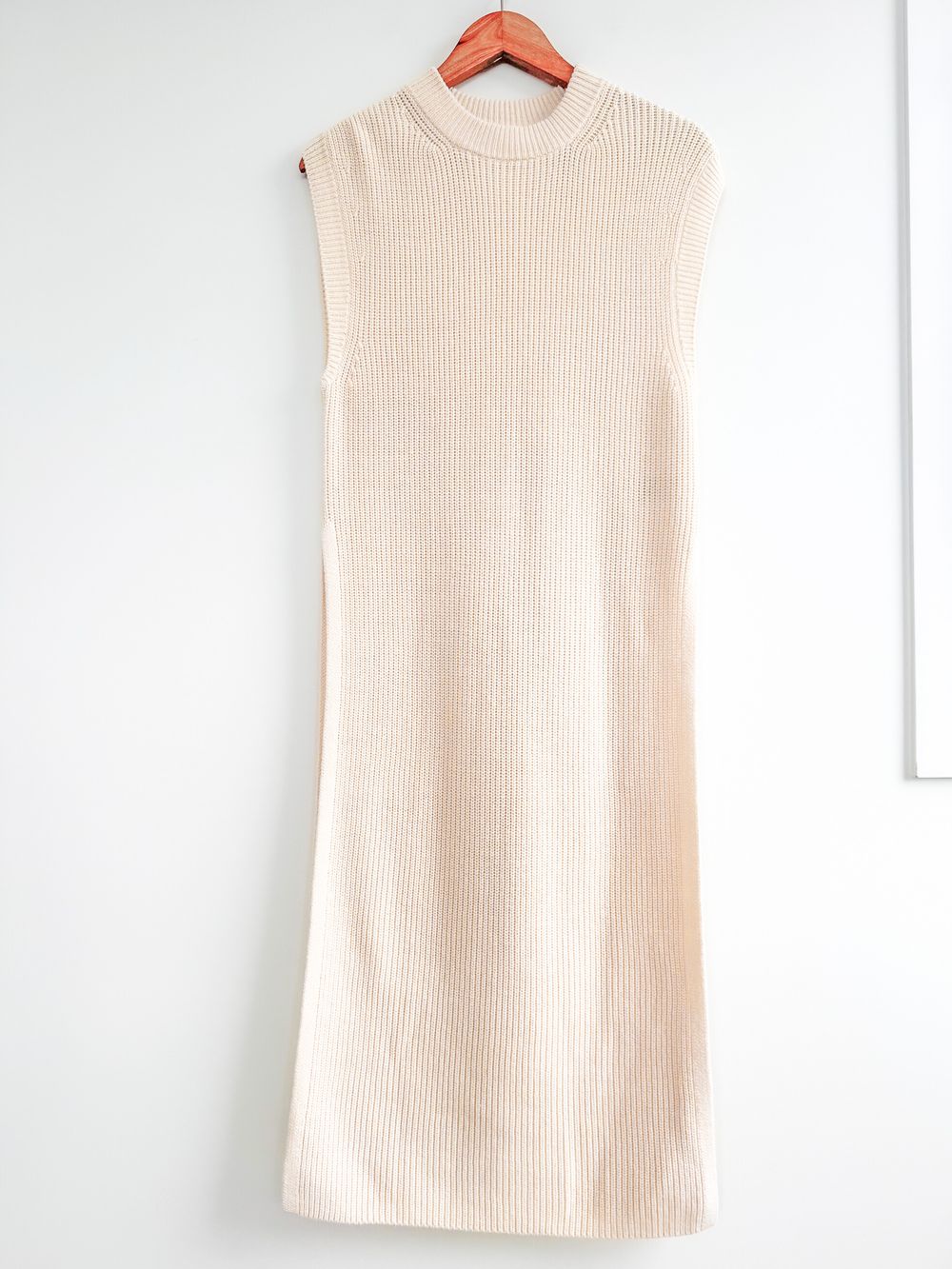 H&M Cream Longline Knit Vest, Minimalist Layering Essential, Size S
