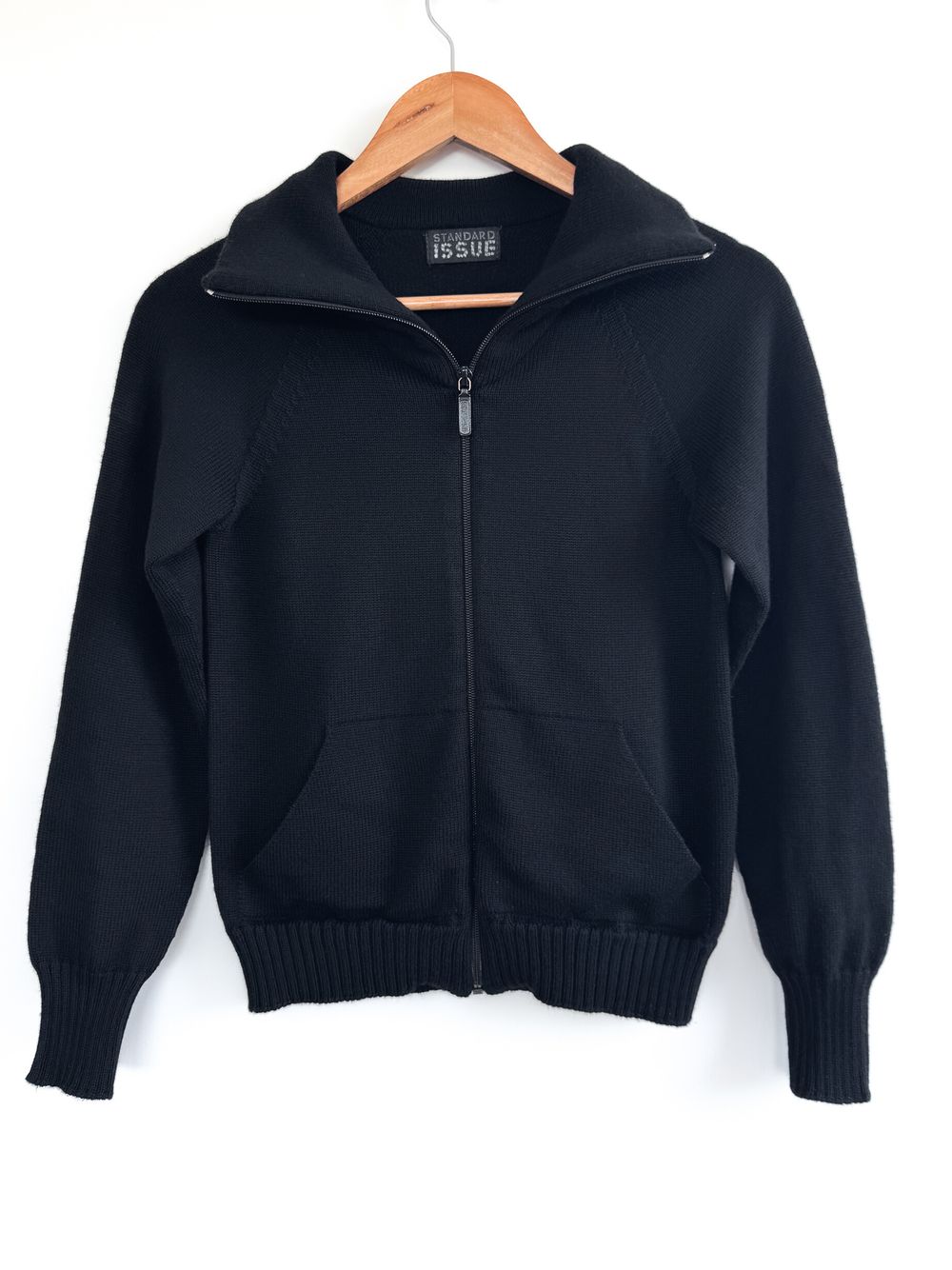 Standard Issue Merino Wool Funnel Neck Zip-Up Knit Jumper, Made in NZ, Size S