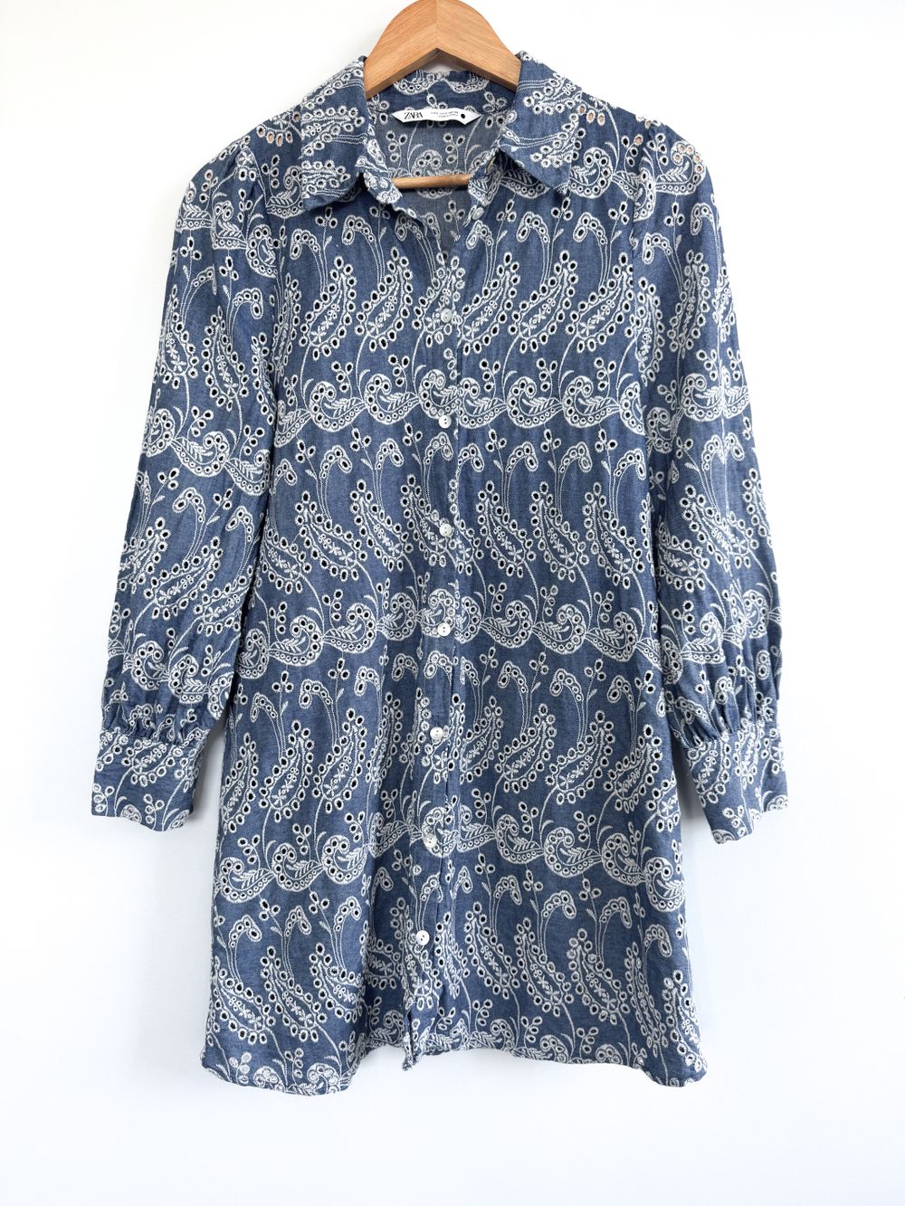 zara denim embroidered dress Floral embroidered Avon Little Black Dress essential EMBROIDERED DENIM DRESS AND Color:Mocha Sparkle
