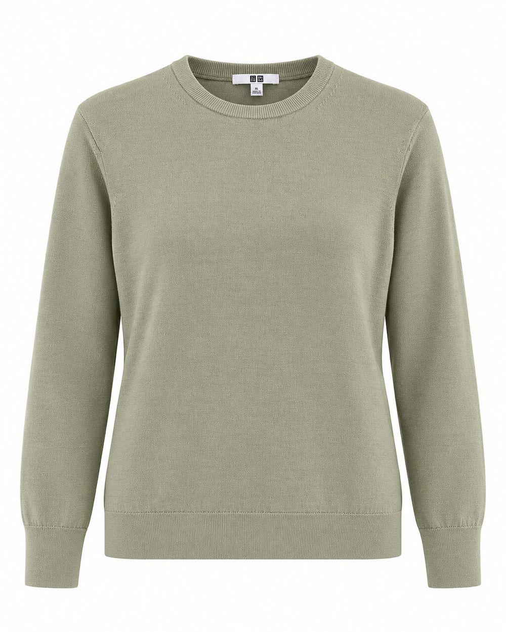 UNIQLO 100% Wool Fine Knit Crew Neck Sweater Olive Green, Size XL