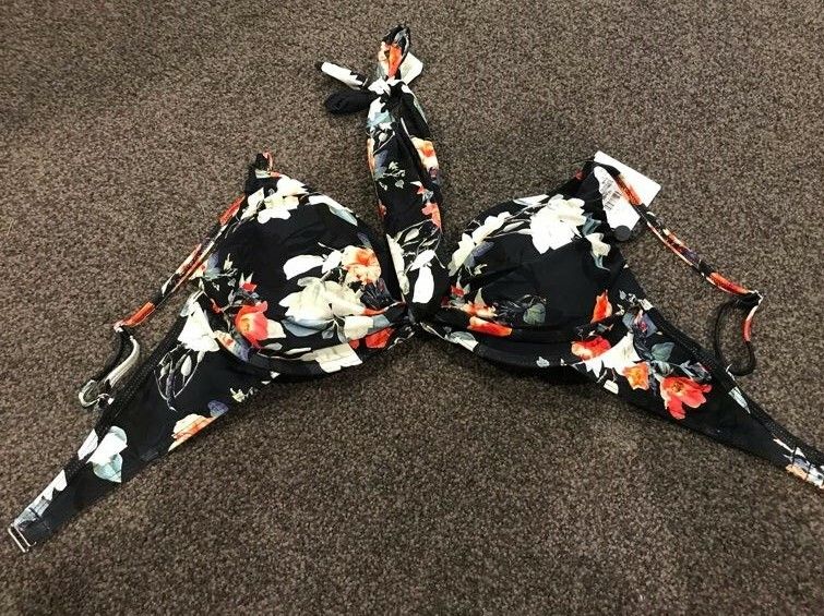 $130 Sunseeker Dolce Floral Supportive Multi way Wrap Bikini top Suit 12 D, or DD cup