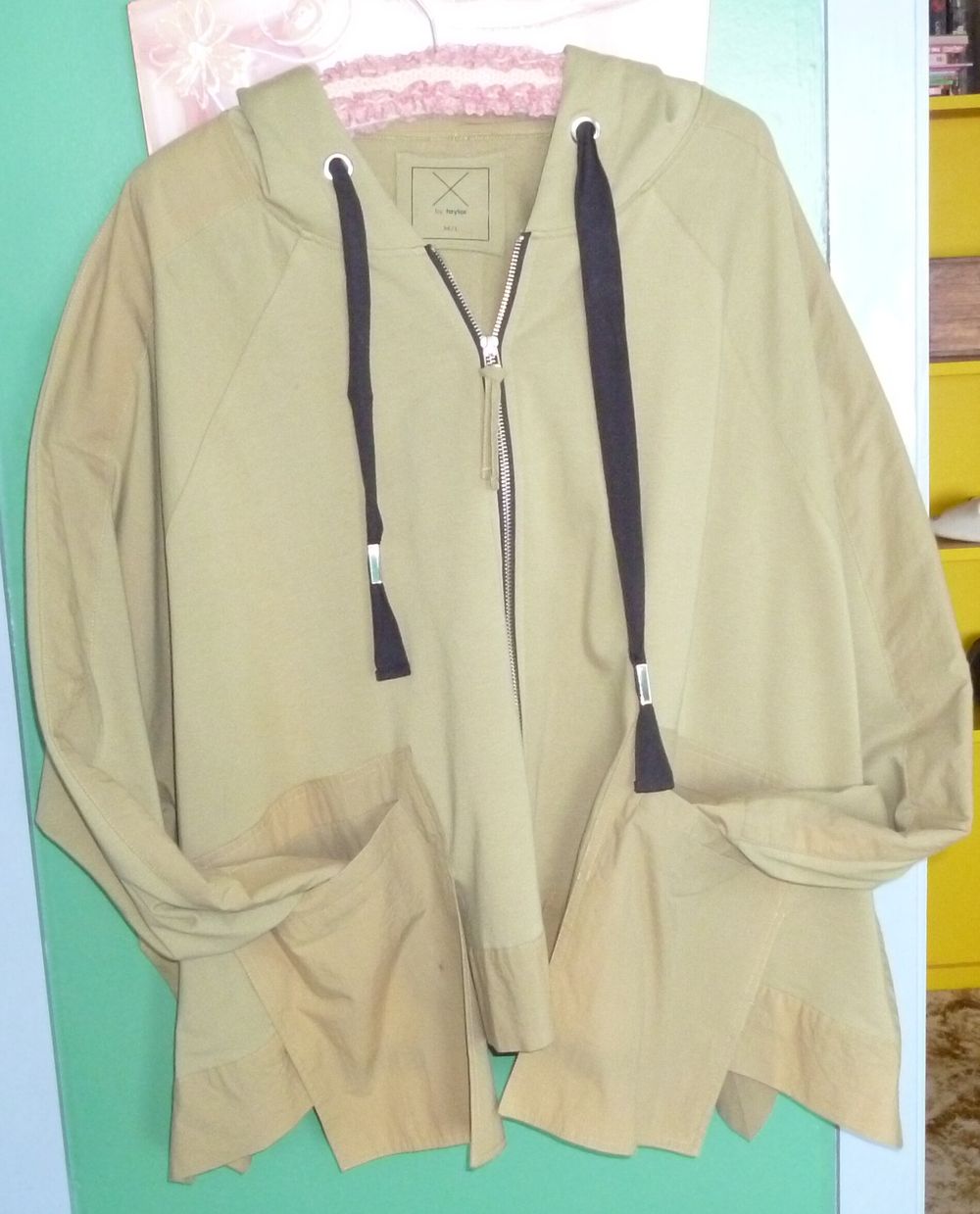 By Taylor Khaki Zip-Up Hooded Jacket