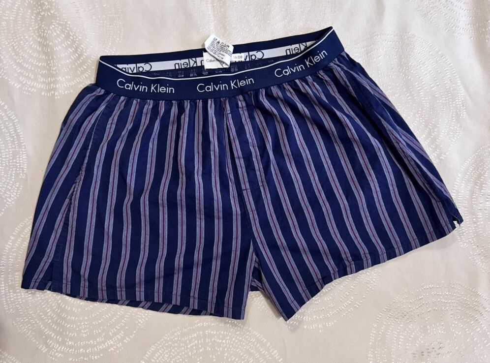 Cotton Calvin Klein Men’s Stripe Boxer Shorts - Size M