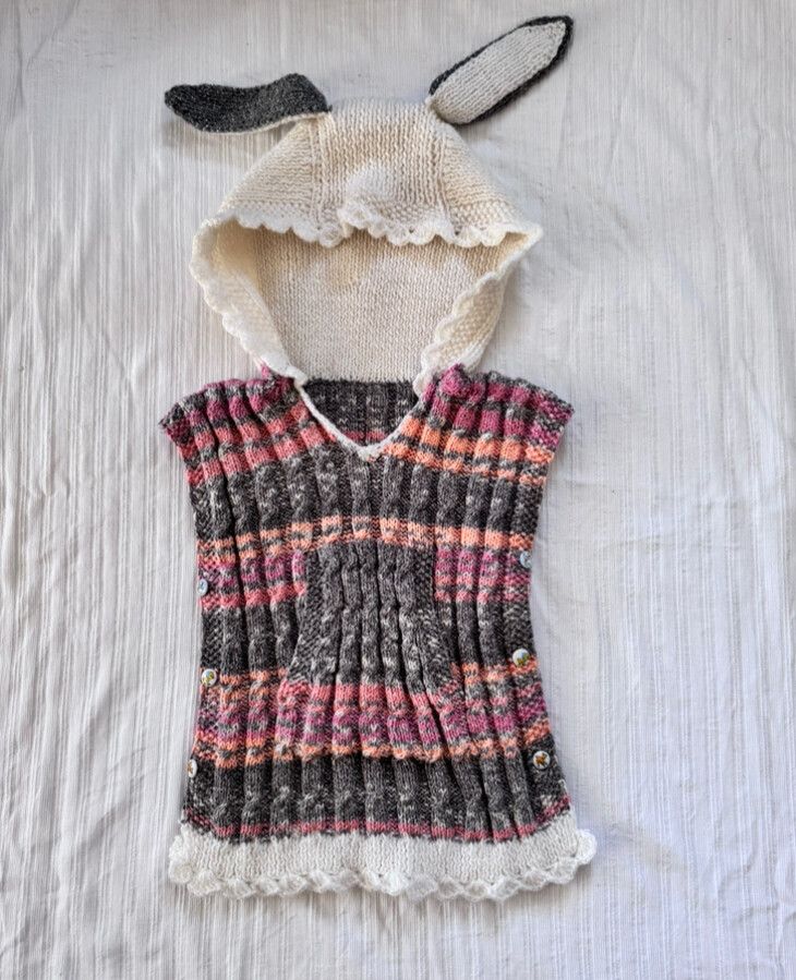 Age Suits: 12-24 months Handmade Knitted Vest With Bunny Hood