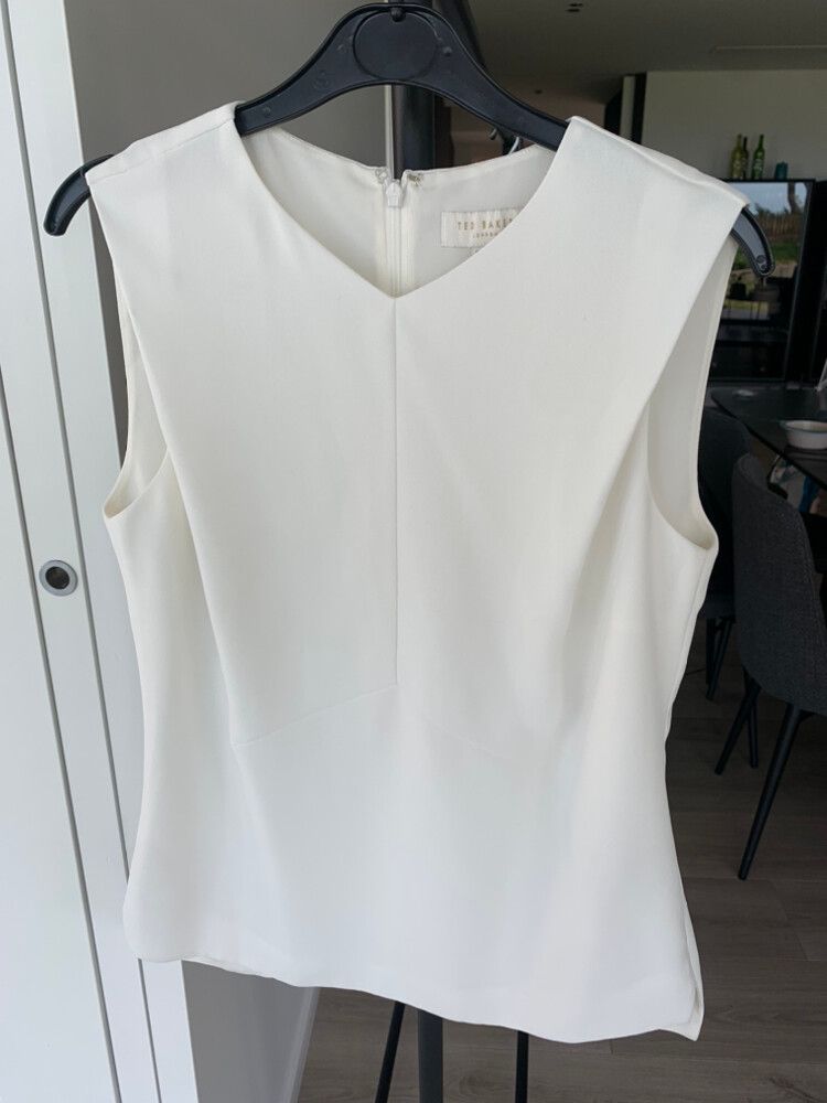 Ted Baker White Tailored V-neck Top
