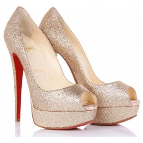 Christian Louboutin - Lady Peep Gold Glitter