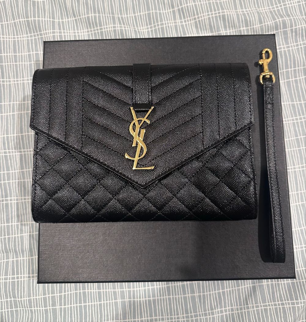 Saint Laurent Black Quilted Clutch
