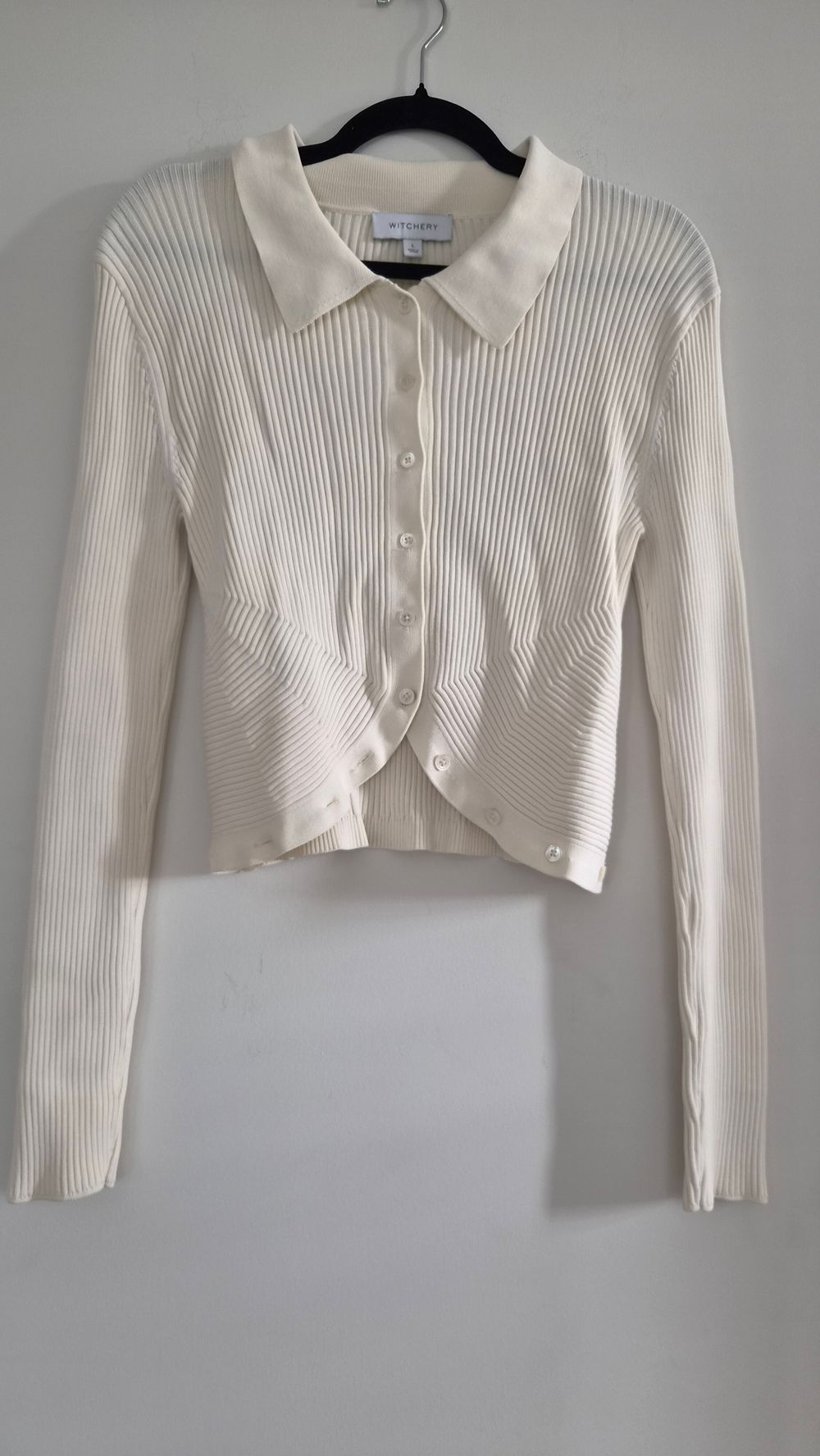 Witchery Cream Ribbed Knit Cardigan