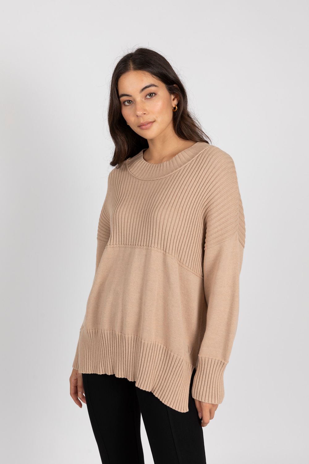 Ribbed Knit Jumper - Beige