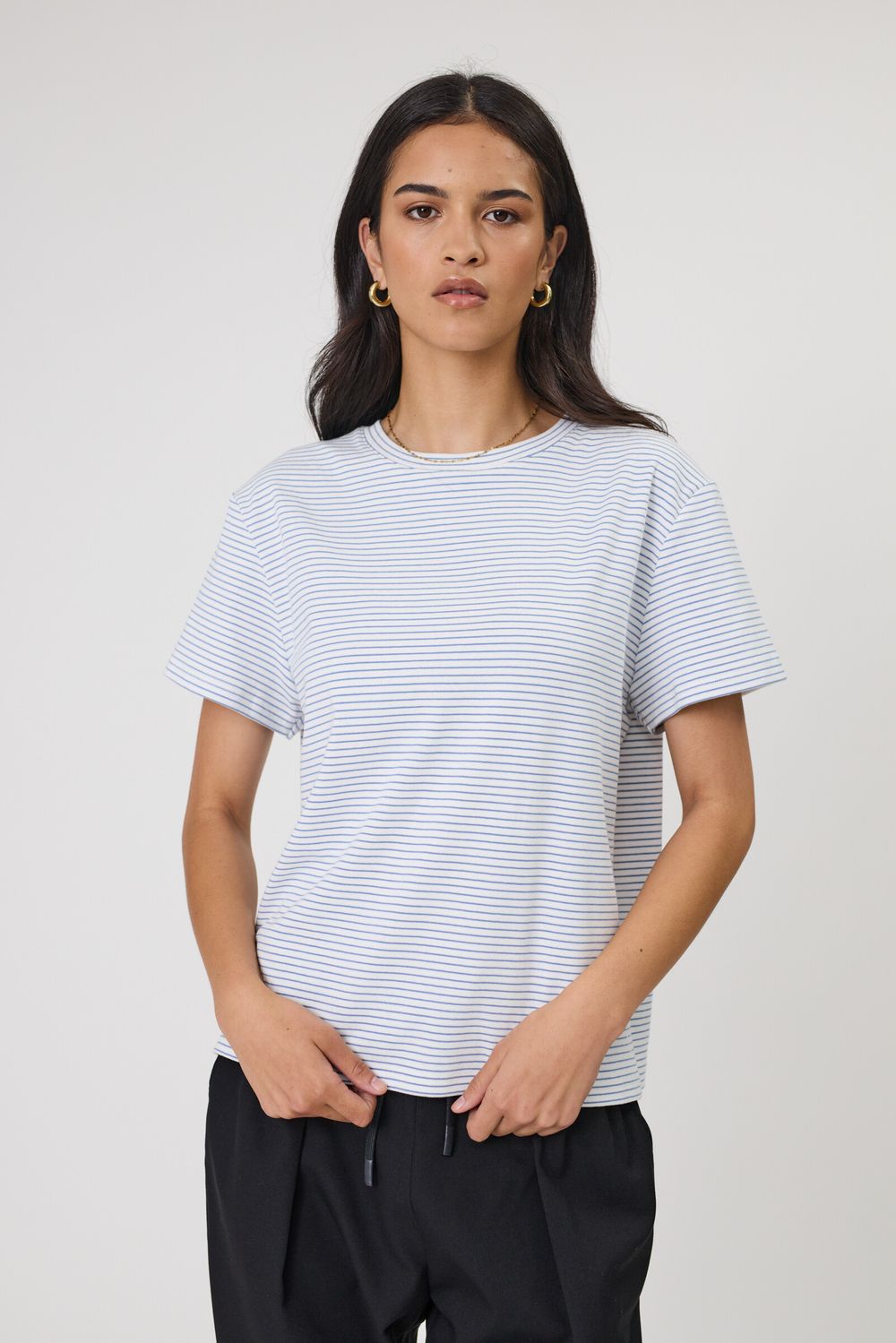 Stripe Cotton Tee - Blue Stripe