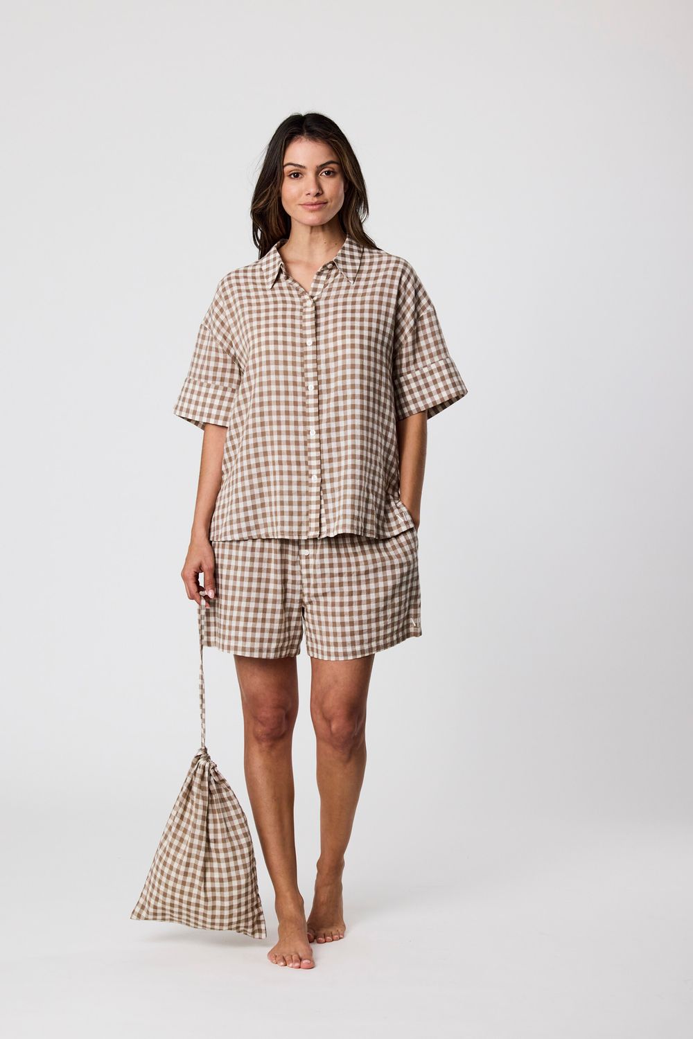 PJ Set - Natural Gingham