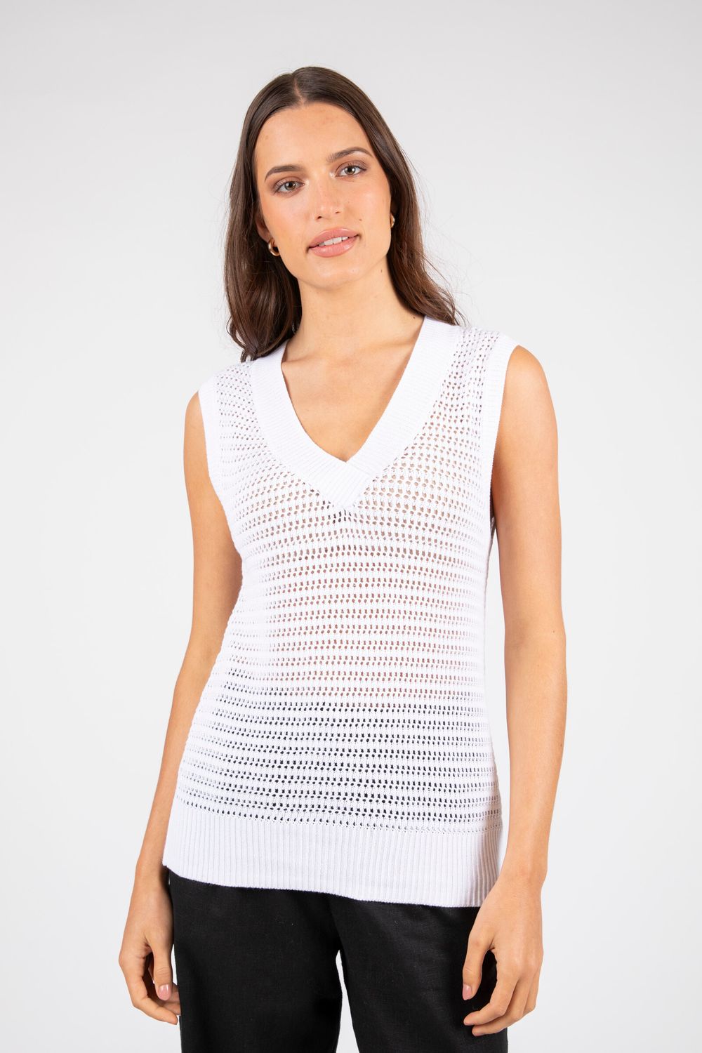 Novella Mesh Knit Vest - White