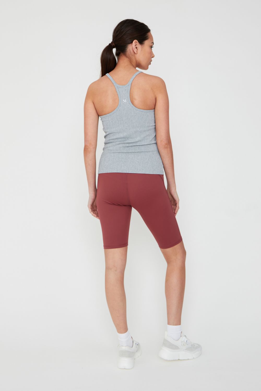 Contour Rib Racerback Tank - Silver