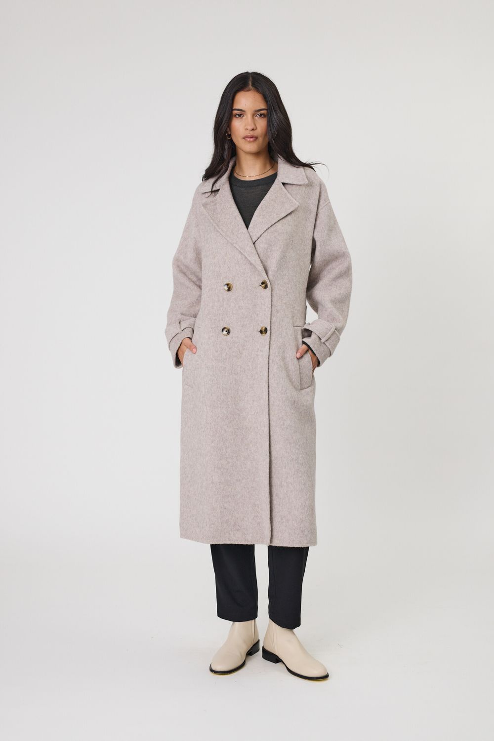 Equinox Wool Coat - Stone Marle