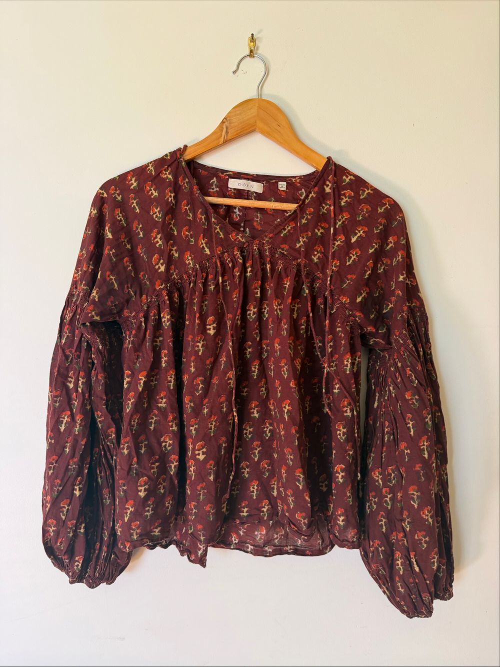 Doen Burgundy Floral Print Blouse