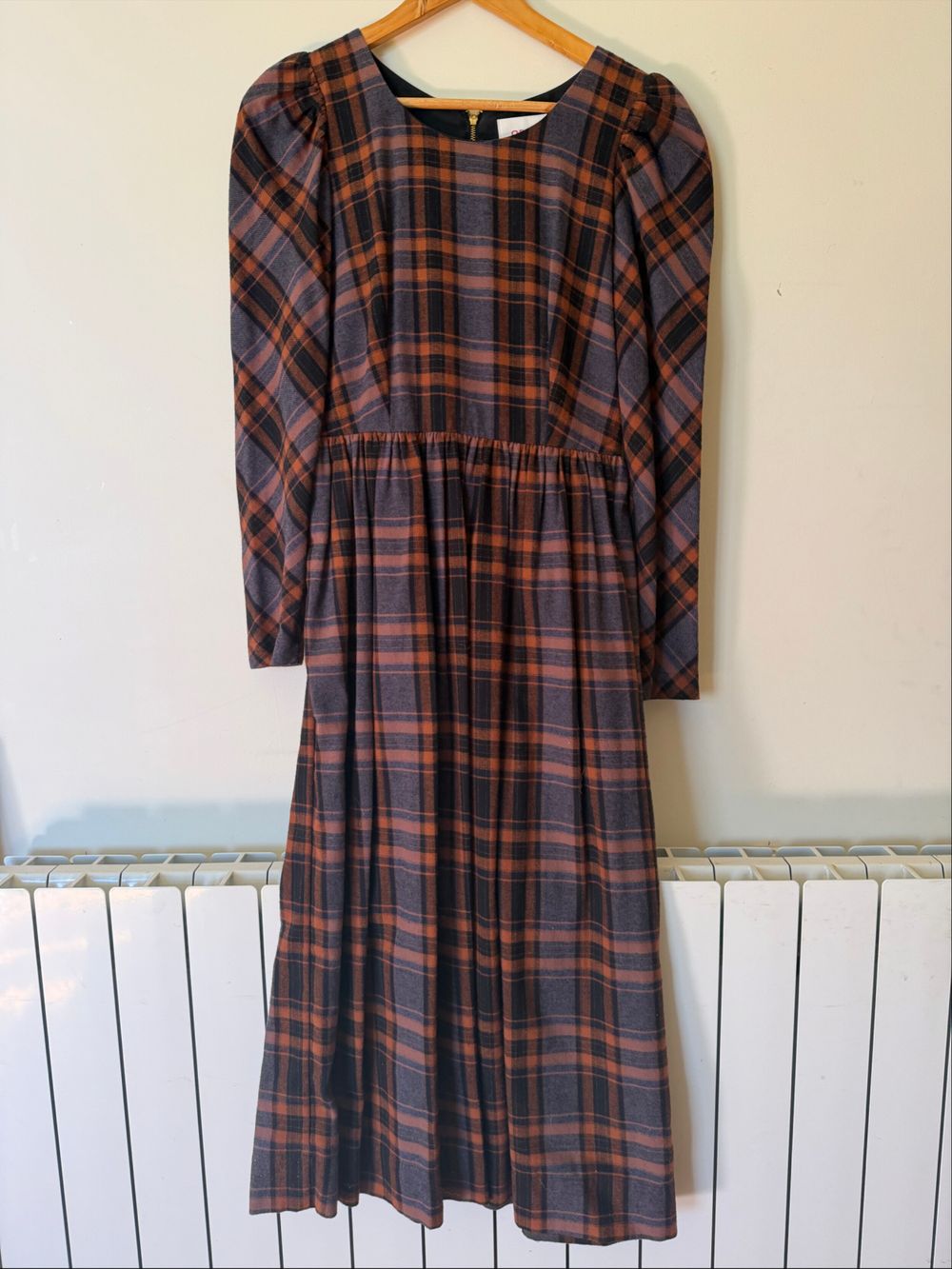 Obus Brown Plaid Midi Dress