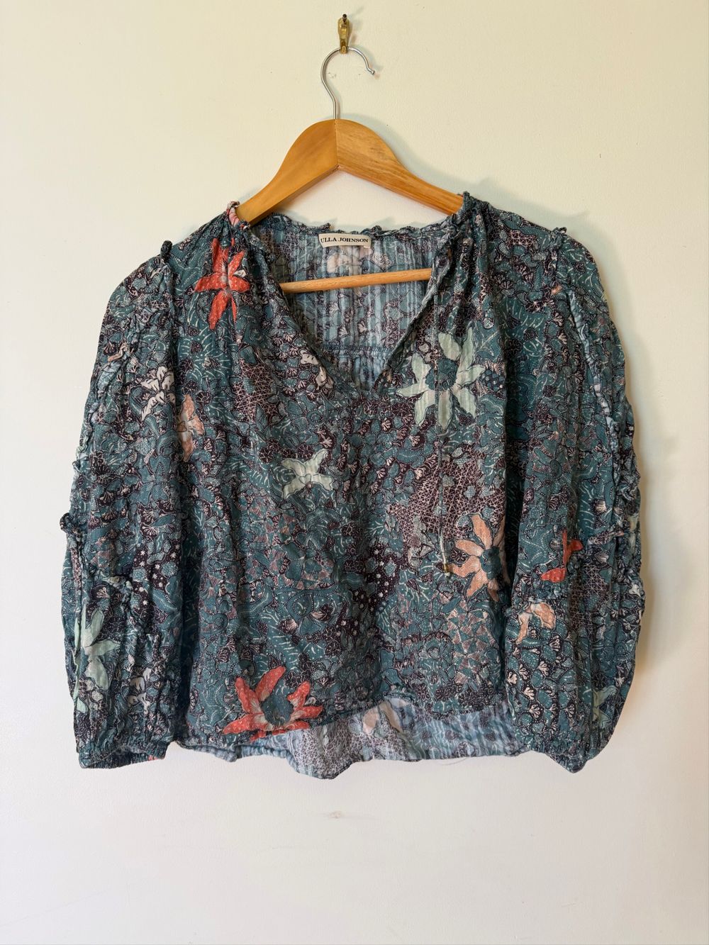 Ulla Johnson Green Floral Blouse
