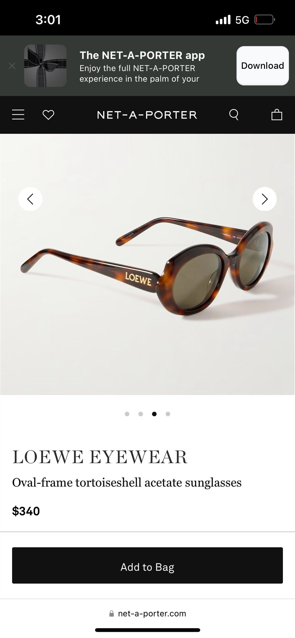 Loewe oval sunglasses in tortoise shell