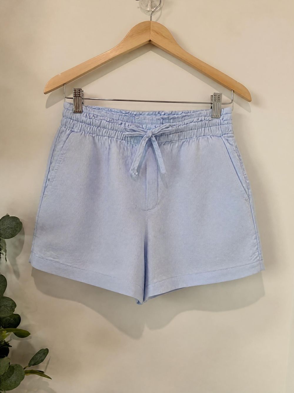 Country Road Light Blue Linen Shorts