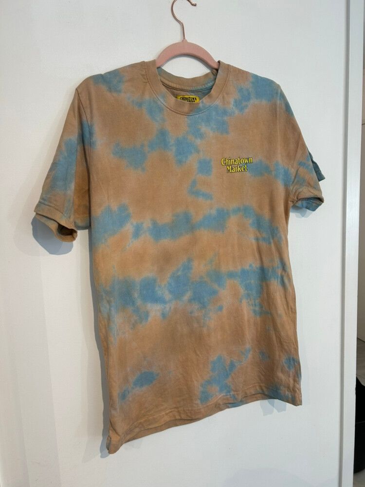 Chinatown Market Tan Blue Tie Dye Top
