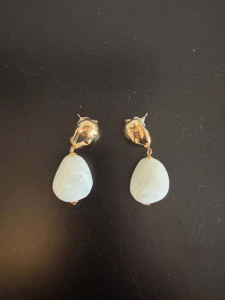 Gold and White Earrings