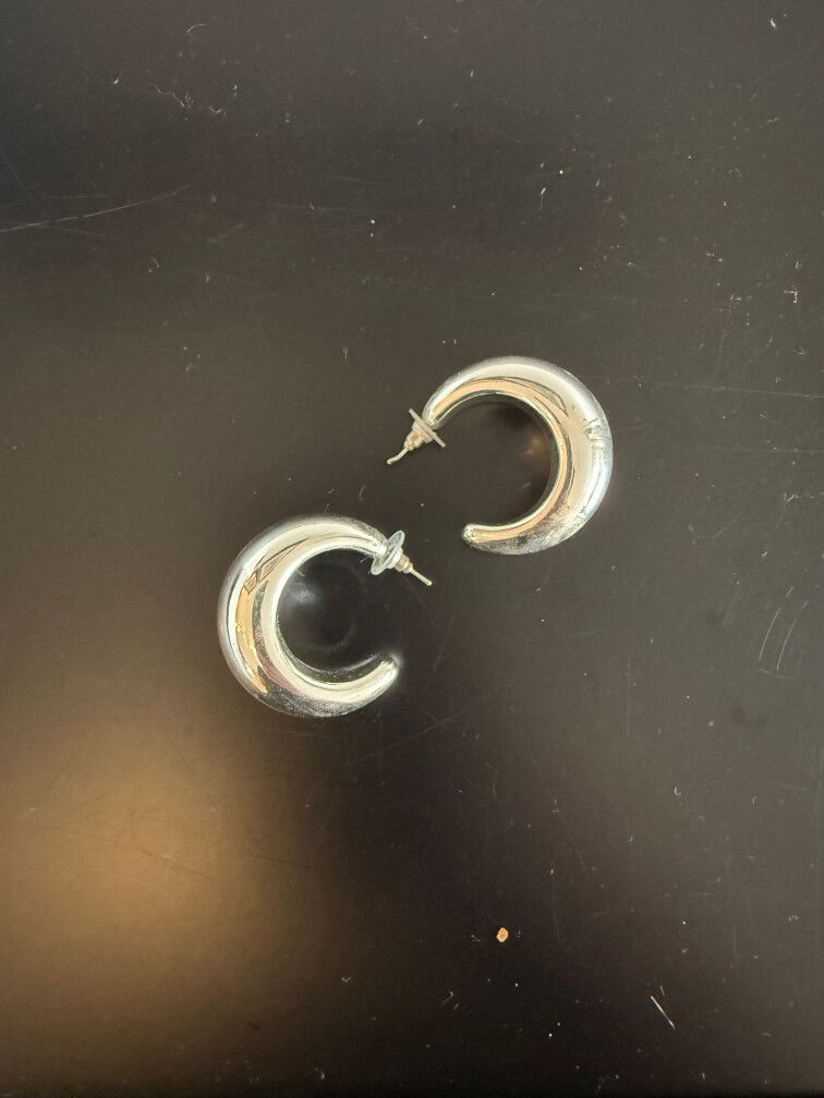 Chunky Silver Hoop Earrings