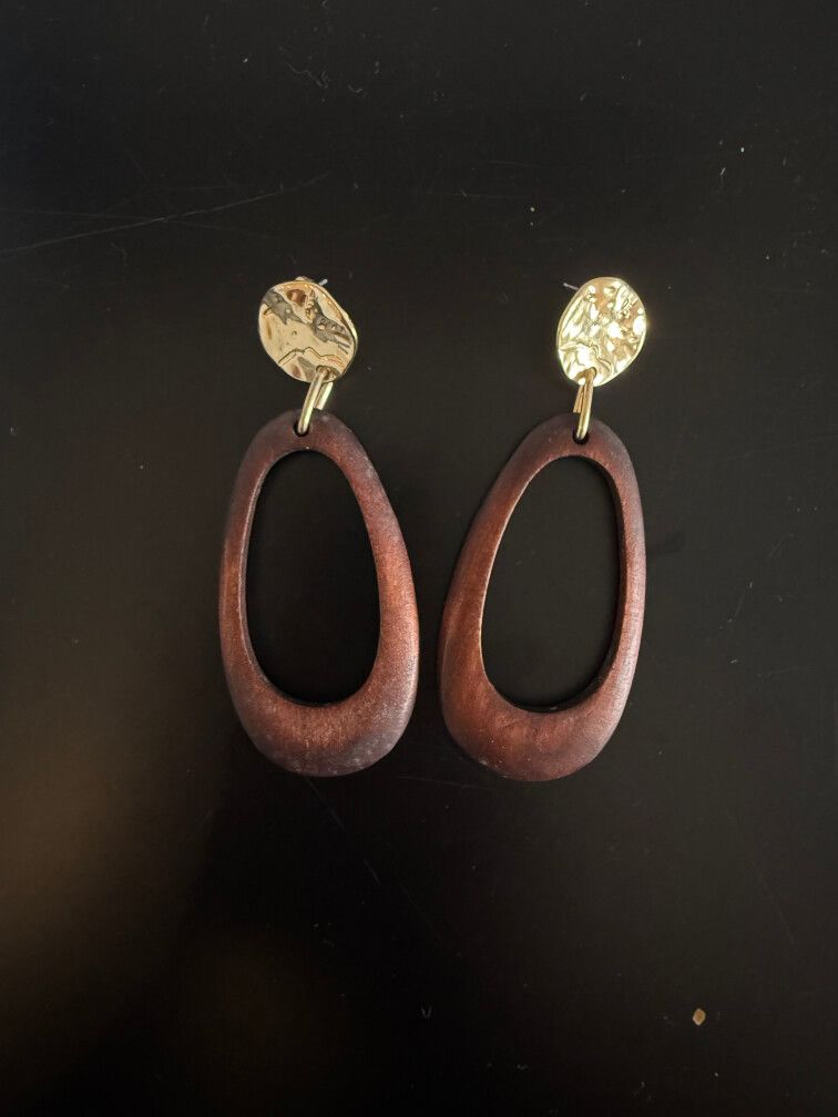 Wood Drop Earrings