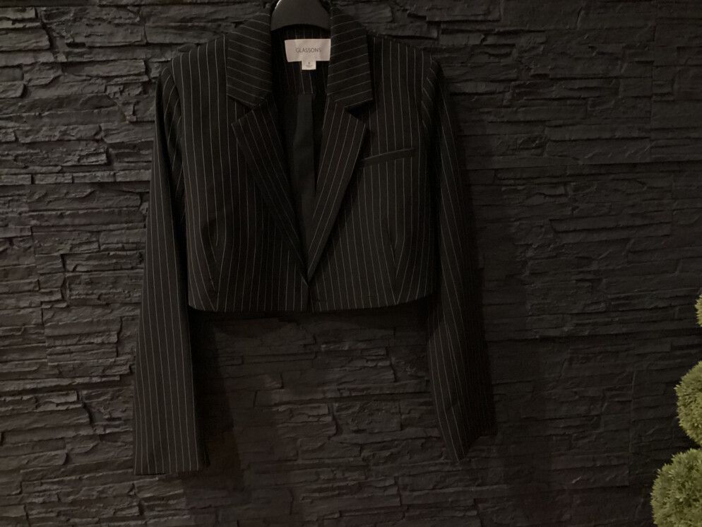 Glassons Black Pinstripe Cropped Blazer
