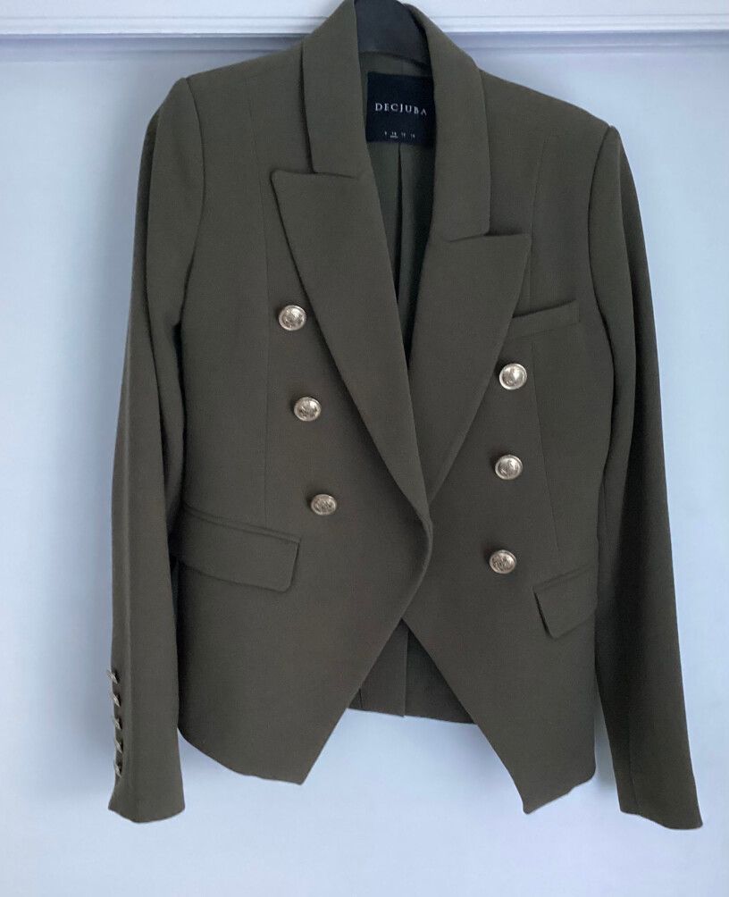 Decjuba Olive Green Double Breasted Blazer