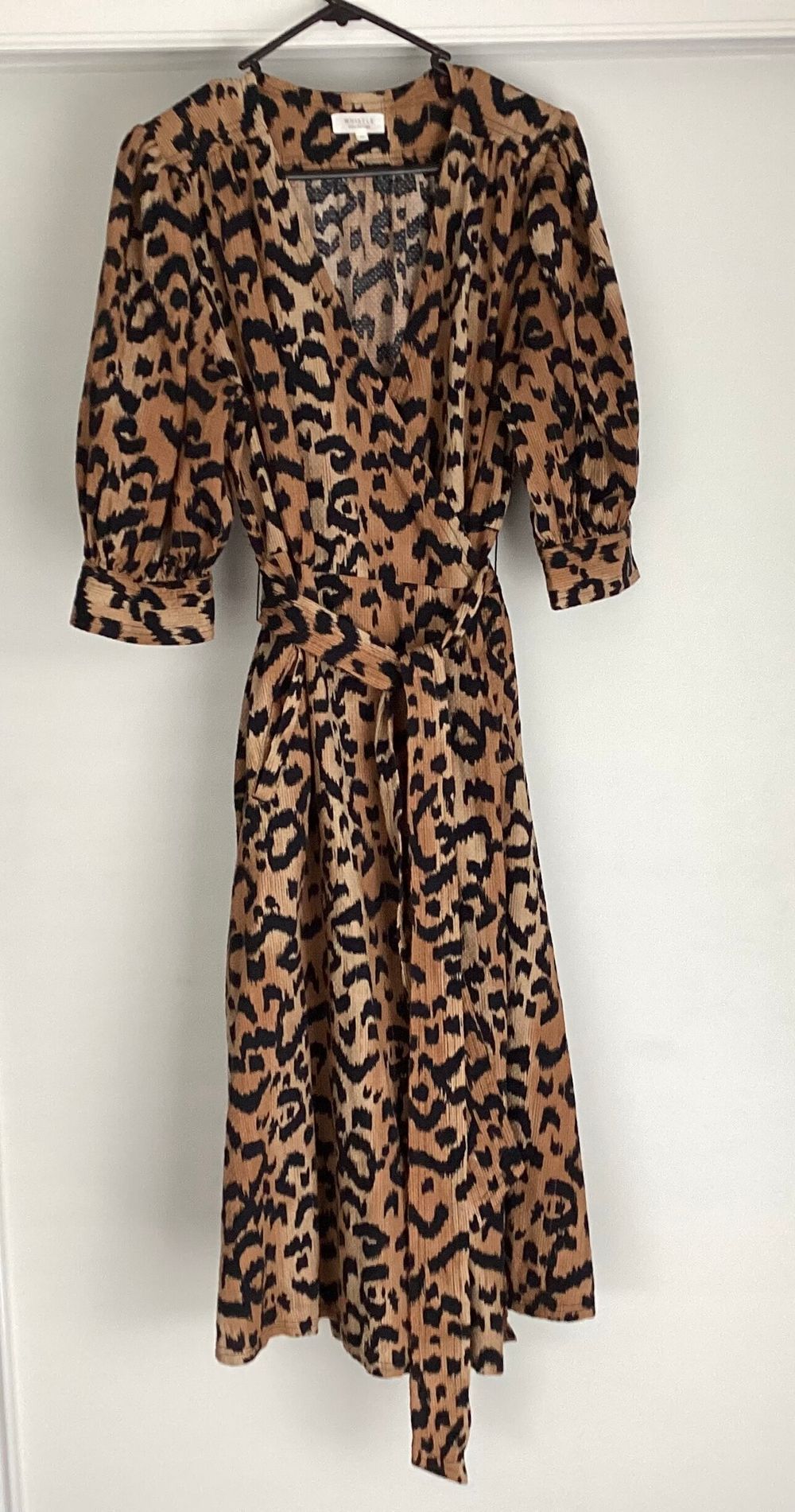 Whistle Collection Brown Animal Print Midi Dress