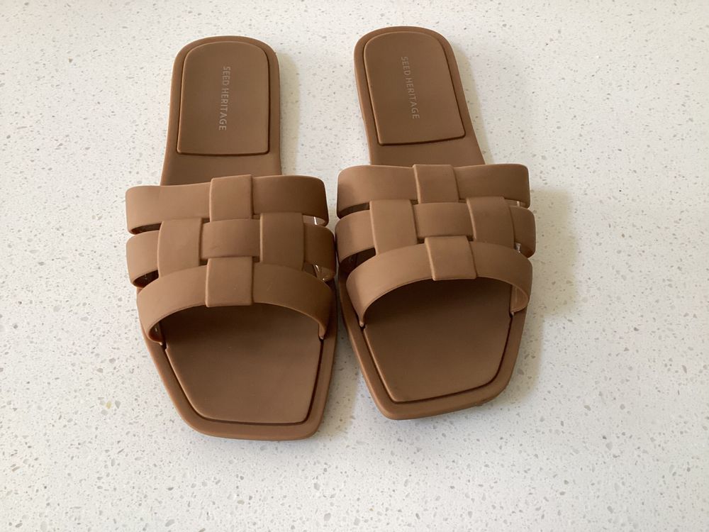 Seed Heritage Woven Moulded Slide Cinnamon Spice Sandals