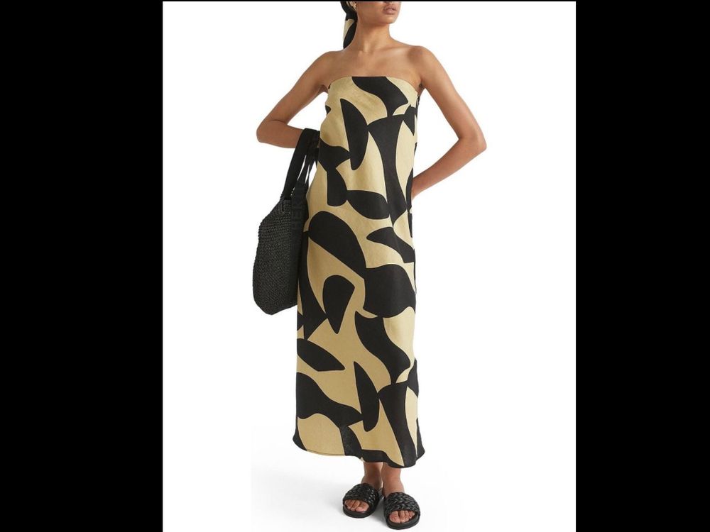 Seed Heritage Beige and Black Linen Dress