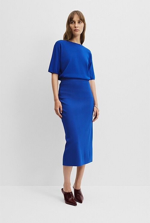 Country Road Royal Blue Compact Knit Skirt