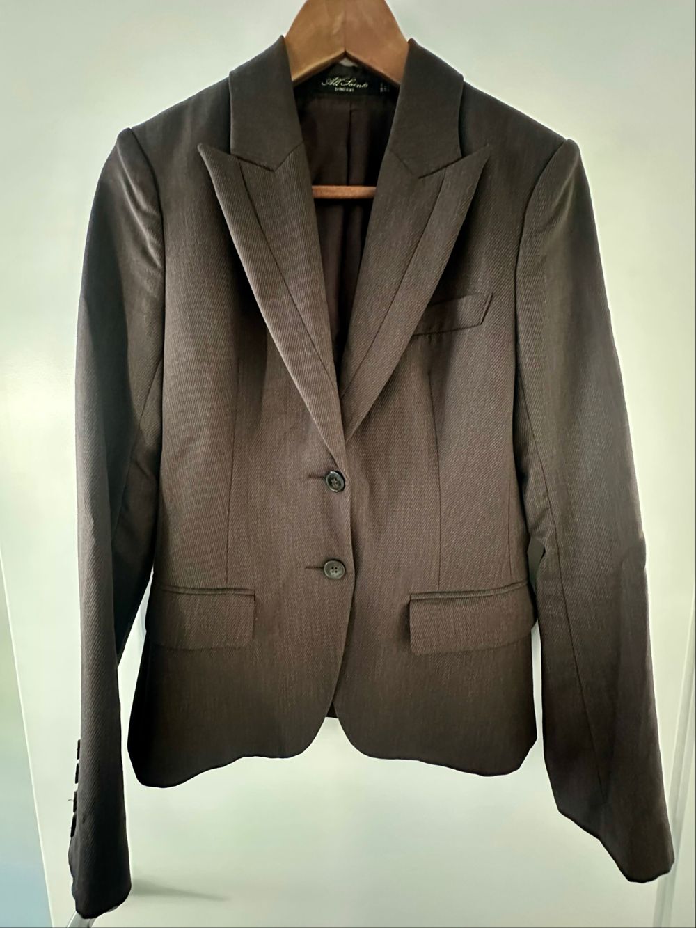 All Saints Brown Textured Blazer s10